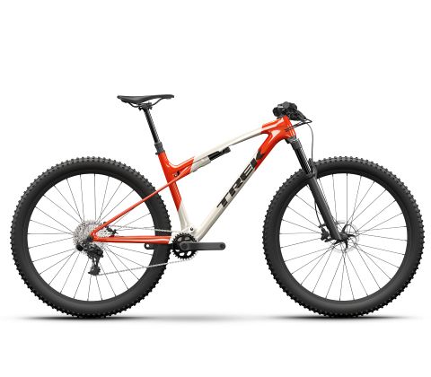 Trek Supercaliber SL 9.6 Gen 2 - carbon XC mountainbike - Lunar Silver/Lava Red - Kibæk Cykler