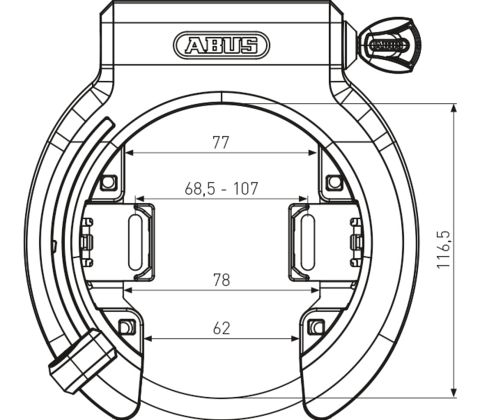 Abus Granit XPlus™ 6950M ringlås - justerbar bredde - Kibæk Cykler